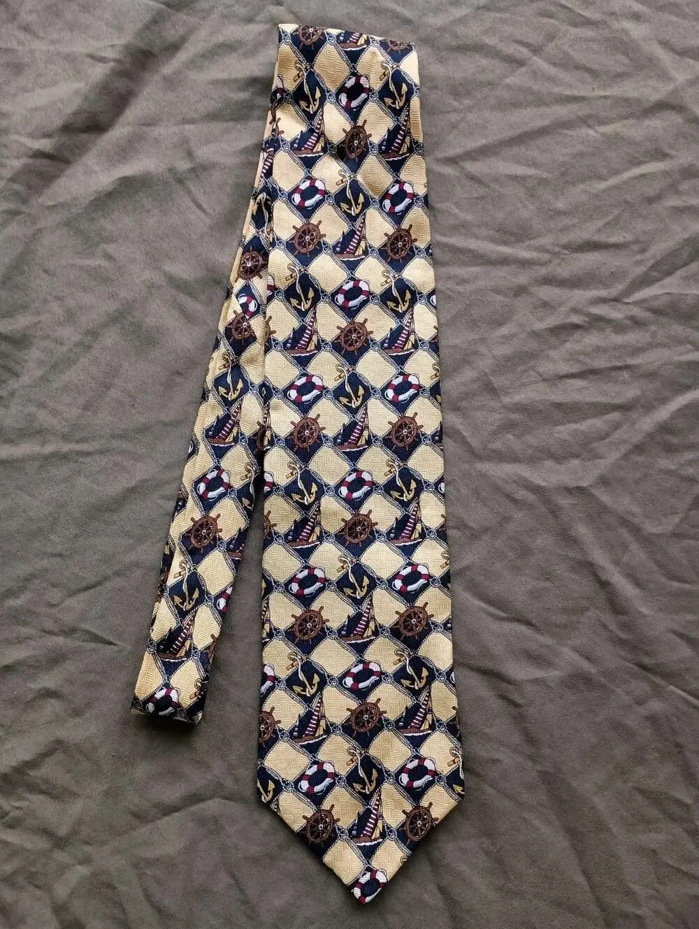 Keeler Bay Imported Italian Silk Necktie Vintage 56X3.75” Sailboats
